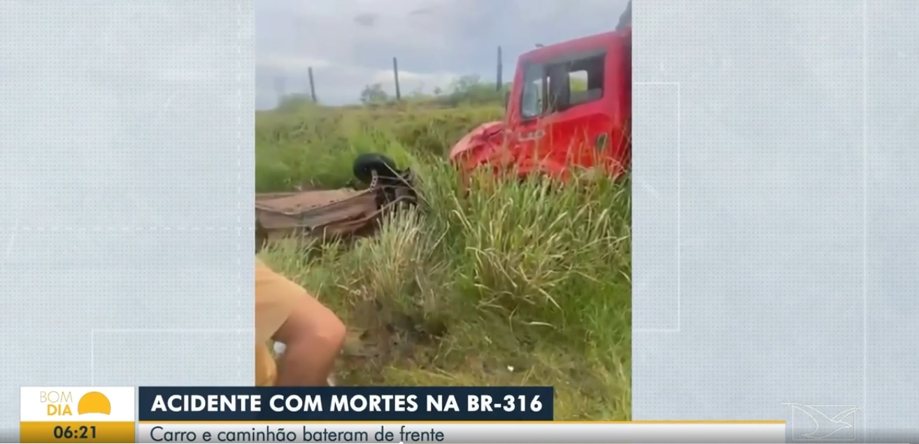 Três pessoas morrem após colisão frontal entre carro e caminhão na BR-316, no MA