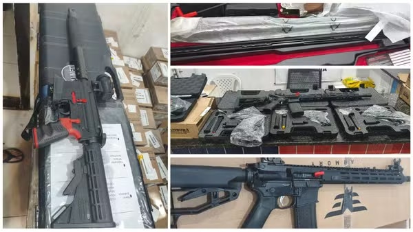 Polícia apreende 6 fuzis, 10 pistolas, 2 rifles, espingardas e munição em van na MA-125, no MA