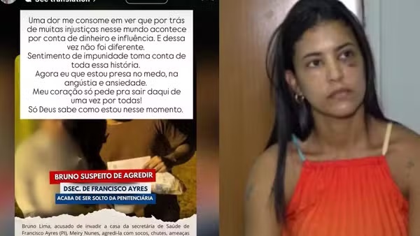 'Agora eu que estou presa', diz secretária após ex preso por agressão ser solto no PI