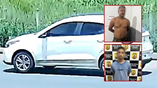 Dupla é presa suspeita de vender carro de locadora e simular assalto para tomar veículo de volta das vítimas; um dos presos é PM