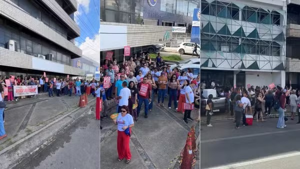Professores protestam e param atividades em frente à Semed em São Luís