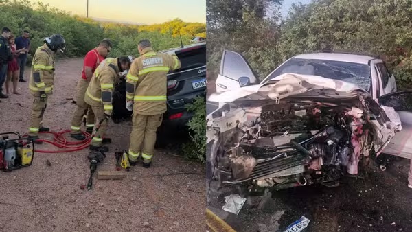 Colisão entre caminhonete e SUV deixa motoristas feridos na PI-140; um deles fica preso nas ferragens