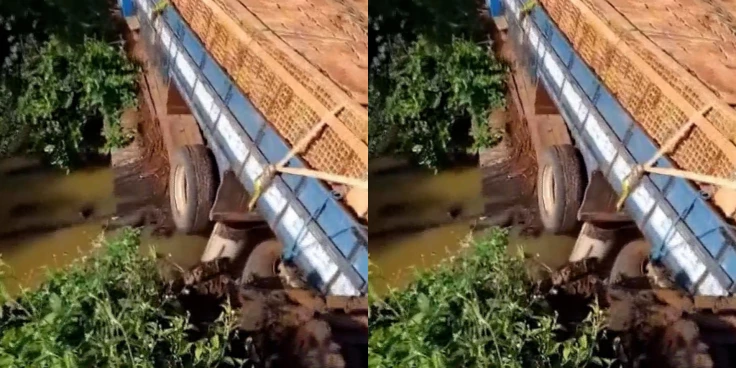 Ponte desaba no momento em que caminhão atravessava estrutura na zona rural de Codó