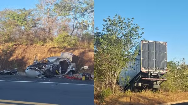 Uma pessoa morre após batida frontal entre carro e caminhão na BR-343, no PI; vítima ficou presa às ferragens